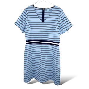 Draper‎ James Women's Persley Ponte Knit Blue Striped A-Line Dress Size XL